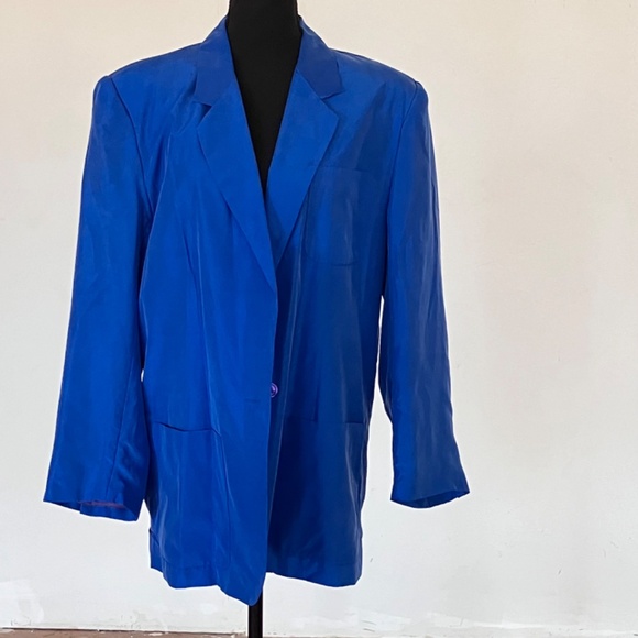 Sellecas Silk Royal blue 100% silk blazer - Picture 10 of 11